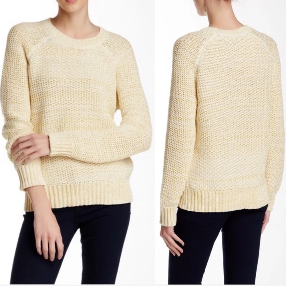 Vince | Chartreuse Chunky Knit Crew Neck Long Sleeve Banded Cuffs Tunic Sweater - Picture 13 of 13